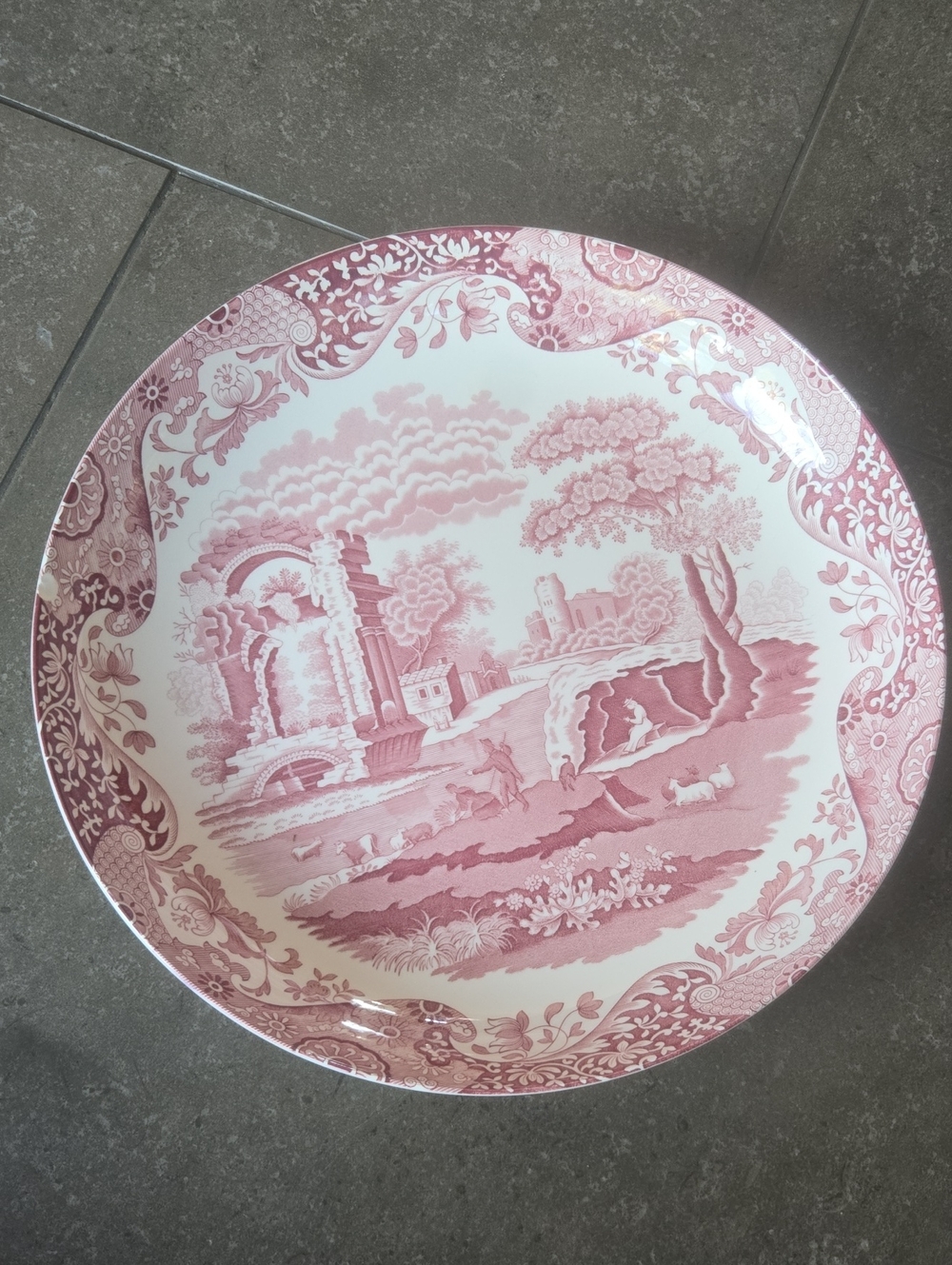 Spode Pink Transferware Serving Bowl